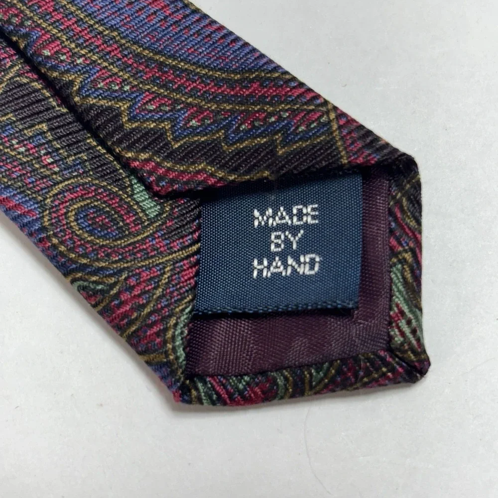 Polo Ralph Lauren Vintage Made in USA 100% Silk Hand Made Paisley Print Tie